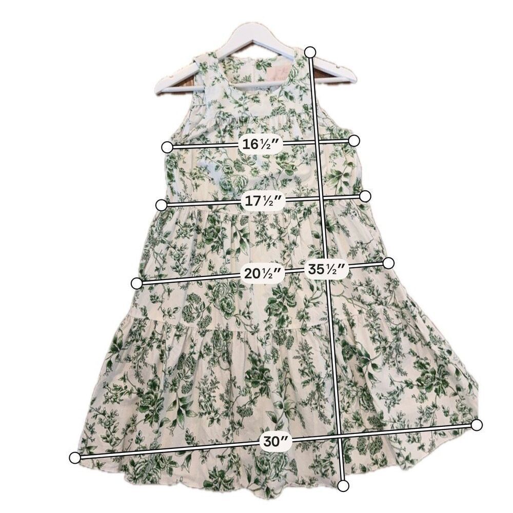 Gal Meets Glam Lisa white and green floral tiered dress 4 - Picture 9 of 10